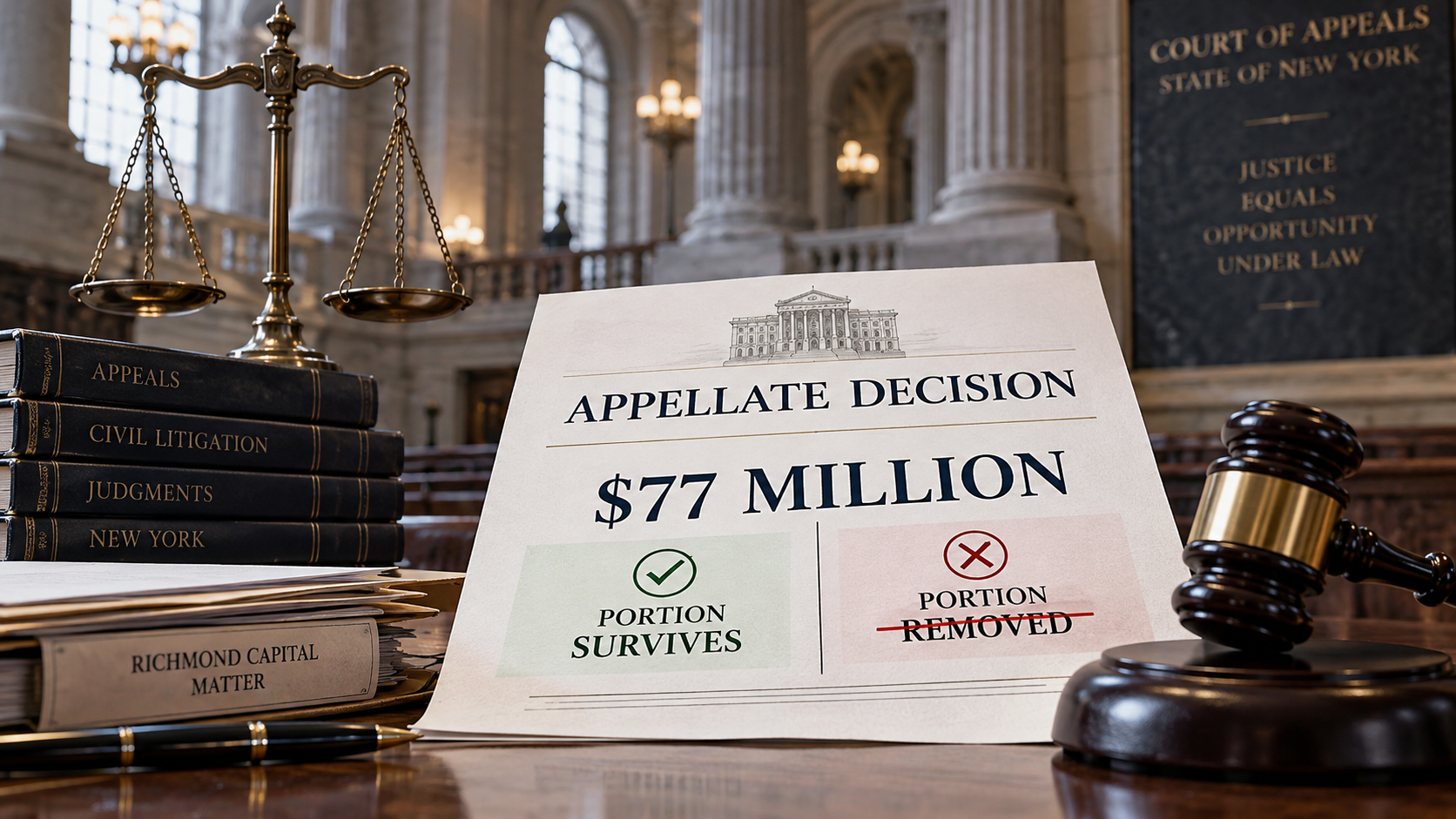 Appellate court decision modifying the $77 million Richmond Capital judgment, showing the portions that survived and were removed